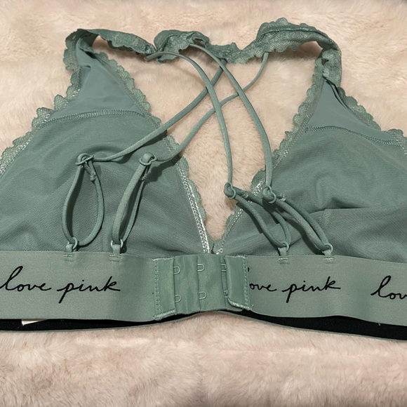 PINK Victoria's Secret Lace Halter Bralette - Mint Green - Picture 2 of 6